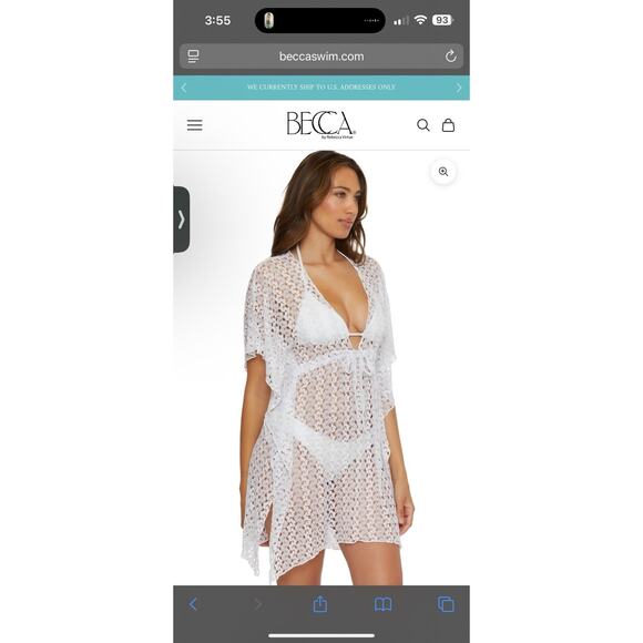 Becca Tunic Swim Cover Up Womens Size M/L White Lace Swimwear Dolman Sleeve NWT - Picture 2 of 16